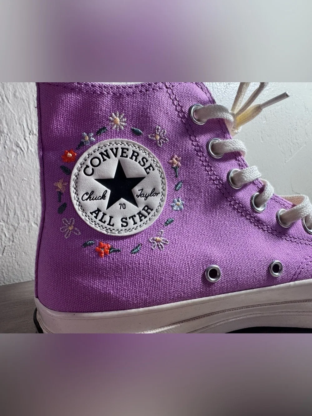 Converse Chuck 70 High Tops “Little Flowers” Grape Fizz Women’s Sz 9.5/Mens 7.5 - Picture 7 of 11